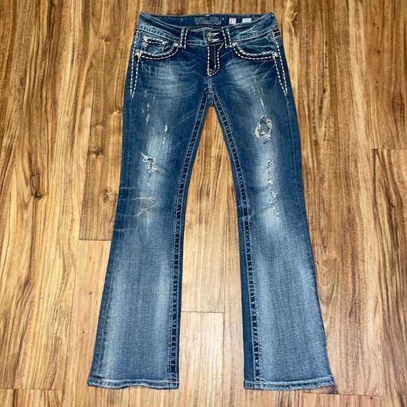 Miss Me women’s jeans 27 Blue Distressed Jeans embellish bootcut Brisbane - Picture 1 of 8